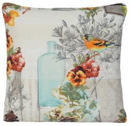 Vintage Cushion Cover Printed Cotton Fabric Viola Birds Glass 16 - thumbnail 1