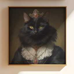 Victorian Black Cat Queen Art Print - Royal Pet Portrait - thumbnail 3