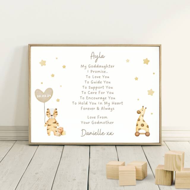 Personalised Christening Gift For Godson Or Goddaughter - Baptism For Boy Girl Godparent Promise - image 1