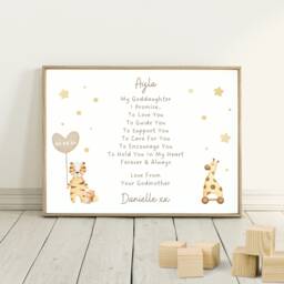 Personalised Christening Gift For Godson Or Goddaughter - Baptism For Boy Girl Godparent Promise - thumbnail 1