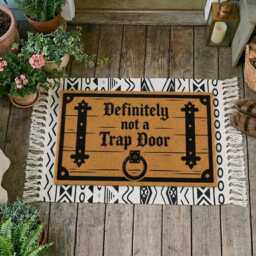 Definitely Not A Trap Door Doormat, Gamer Entrance Decor, Natural Coir Rug