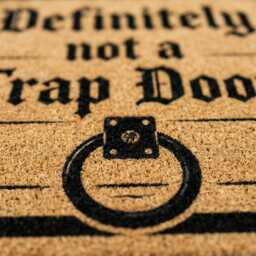 Definitely Not A Trap Door Doormat, Gamer Entrance Decor, Natural Coir Rug - thumbnail 3