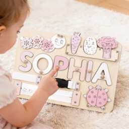 Personalized Baby Name Puzzle, Custom Busy Board, Montessori Wooden Toy, Kids Early Learning Gift For Kids, First Birthday - thumbnail 3