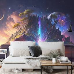 Fantasy World Wallpaper Mural, Colorful Generative Ai Art, Peel & Stick - thumbnail 3