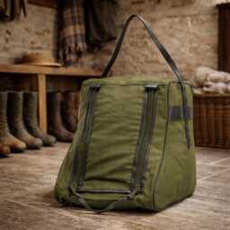 Personalised Canvas Walking Boot Bag - Green Heavy Duty Hiking With Embossed Initials - thumbnail 3