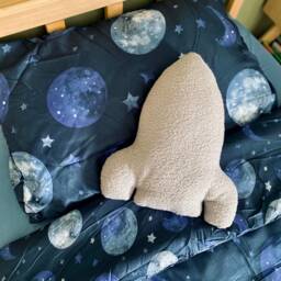 Handmade Boucle Rocket Pillow Space Nursery Decor - thumbnail 3
