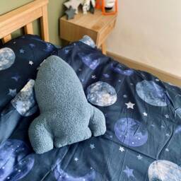 Handmade Boucle Rocket Pillow Space Nursery Decor - thumbnail 2