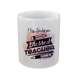 Personalised Blessed Teacher Design Pencil Storage Ceramic Pot - thumbnail 2