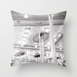 Carnival Pillow - Fair Dreamy Cushion Carousel Lights Black & White 16x16 18x18 20x20 Cover - thumbnail 1