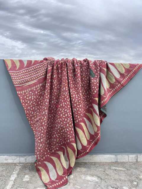 Traditional Cotton Kantha Quilt Patchwork Block Print Reversible Bedspread - image 1