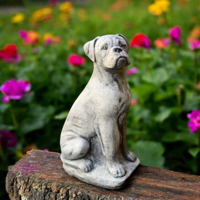Concrete Boxer Dog Statue Stone Sitting Figurine Cement Animal Sculpture Outdoor Garden Ornament Pet Lover Gift Home Decoration Loss - image 1