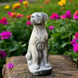 Concrete Boxer Dog Statue Stone Sitting Figurine Cement Animal Sculpture Outdoor Garden Ornament Pet Lover Gift Home Decoration Loss - thumbnail 3
