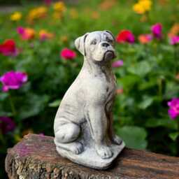 Concrete Boxer Dog Statue Stone Sitting Figurine Cement Animal Sculpture Outdoor Garden Ornament Pet Lover Gift Home Decoration Loss - thumbnail 1