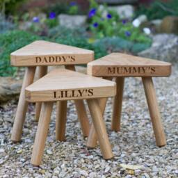 The Fine Wooden Articles Daddy's Solid Oak Personalised Engraved Milking Stool - thumbnail 2