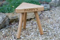 The Fine Wooden Articles Daddy's Solid Oak Personalised Engraved Milking Stool - thumbnail 1