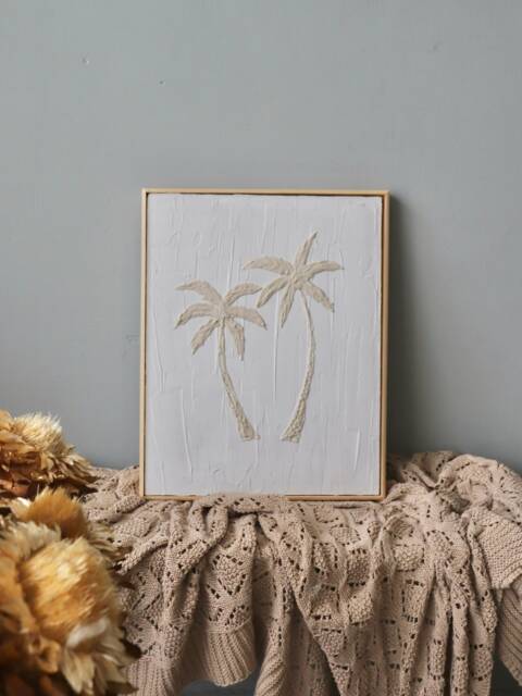 Handmade Textured Wall Art For Nursery, Palm Tree On The Art, Custom Colors & Dimensions - image 1