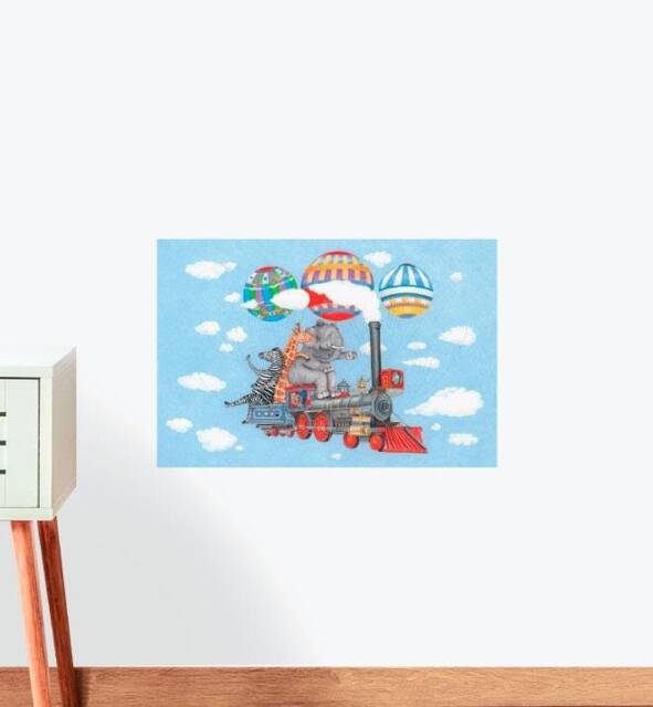 All Steam Ahead Flying Train Wall Sticker Decal - Kids Stickers, Animals Childrens Decals, Art, Room