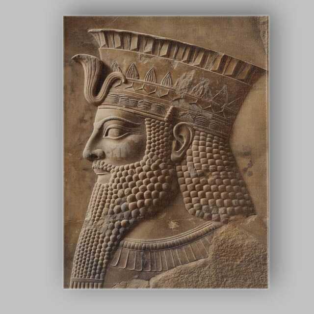 Ancient Mesopotamian King Stone Relief Historical Sculpture Canvas Wall Art Print Decor Picture Ready To Hang - image 1