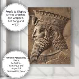 Ancient Mesopotamian King Stone Relief Historical Sculpture Canvas Wall Art Print Decor Picture Ready To Hang - thumbnail 3