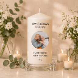 Personalised Memorial Candle - Forget Me Not Remembrance Custom Photo in Memory Bereavement Gift Funeral Keepsake - thumbnail 2