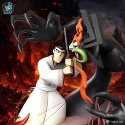 Blade Against Eternity - Samurai Battle Diorama Hero Vs Demon Jack Aku Resin Figure 16K - thumbnail 3