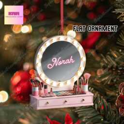 Personalized Makeup Mirror Ornament, Salon Christmas Gift - thumbnail 3