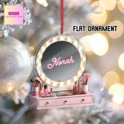 Personalized Makeup Mirror Ornament, Salon Christmas Gift - thumbnail 4
