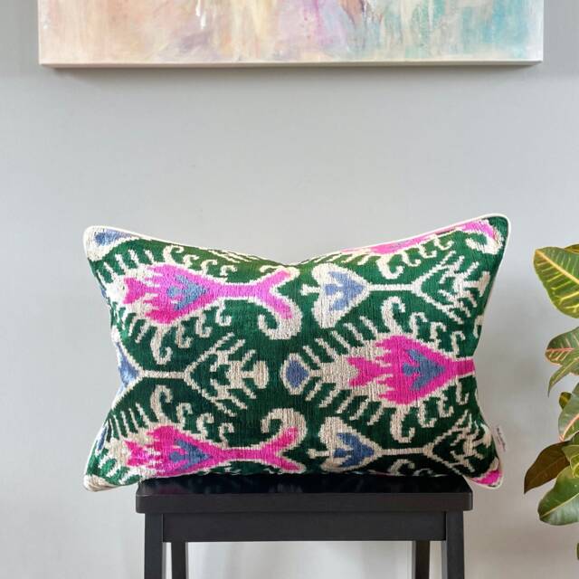 Velvet Ikat Pillow Cover Octopus - Decorative Cushion For Sofa Or Bed - image 1