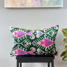 Velvet Ikat Pillow Cover Octopus - Decorative Cushion For Sofa Or Bed - thumbnail 1