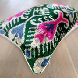 Velvet Ikat Pillow Cover Octopus - Decorative Cushion For Sofa Or Bed - thumbnail 3