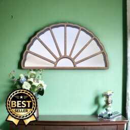 Art Deco Wooden Fan Mirror Oak, Walnut, Cherry Veneer