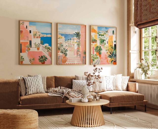 Set Of 3 Puglia Italy Travel Posters, Coastal Wall Art Prints, Italian Countryside Decor, Print, Trulli Houses Poster - image 1