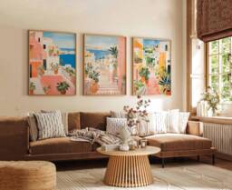 Set Of 3 Puglia Italy Travel Posters, Coastal Wall Art Prints, Italian Countryside Decor, Print, Trulli Houses Poster