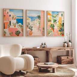 Set Of 3 Puglia Italy Travel Posters, Coastal Wall Art Prints, Italian Countryside Decor, Print, Trulli Houses Poster - thumbnail 2