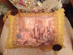 Throw Pillow With Image Of The Birth Old Glory - thumbnail 1