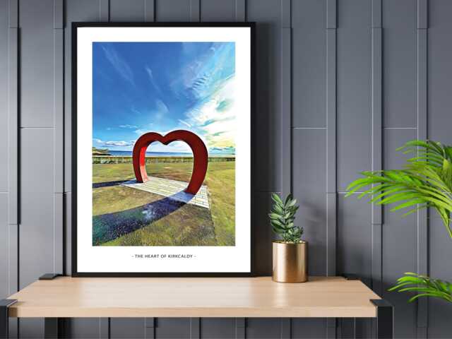 Heart Of Kirkcaldy - Art - Abstract Local Wall Print Gift Idea Bespoke Poster A5 A4 A3 Framed Or Unframed - image 1