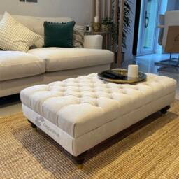 Regal Handcrafted Upholstered Chesterfield Seat & Decorative Footstool - thumbnail 2