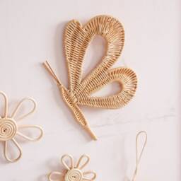 Rattan Butterfly For Boho Floral Nursery Kids Room Wall Decor - thumbnail 3