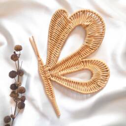 Rattan Butterfly For Boho Floral Nursery Kids Room Wall Decor - thumbnail 2