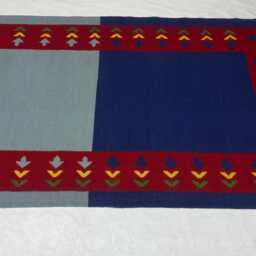 Handwoven Wool Kilim Rug Blue Floral Runner, Custom Size - thumbnail 4