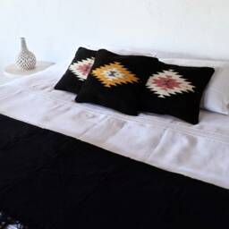 Zapotec Woven Wool Cushion, Decorative Throw Pillow, Mexican Textile Handwoven Pillow, Boho Throw Pillow - thumbnail 4