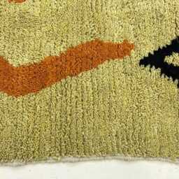 Handmade Yellow Beni Ourain Rug Moroccan Sheep Wool, Abstract Design - thumbnail 4