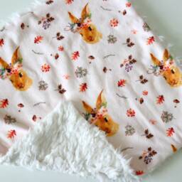 Dream Lovie. Security Blanket. Personalized Lovey. Faux Fur Flower Crown Bunnies. Mini Baby Minky Shower Gift - thumbnail 2