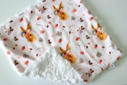Dream Lovie. Security Blanket. Personalized Lovey. Faux Fur Flower Crown Bunnies. Mini Baby Minky Shower Gift - thumbnail 1