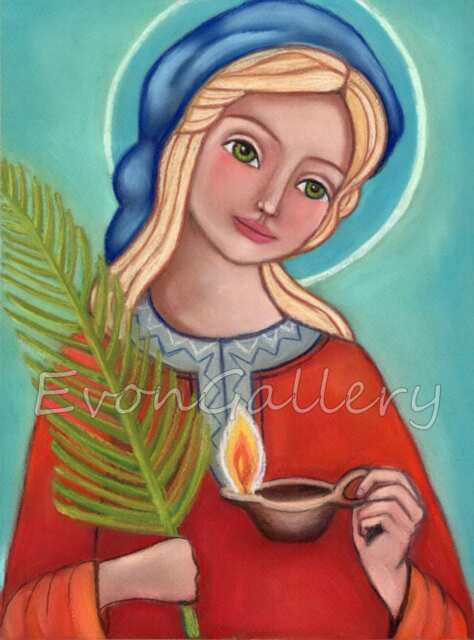 Lucia Of Syracuse, Saint Lucy, Lucia, Christian Art, Art Print, Wall Decor, Patron, Saint, Baptist Gift, Confirmation Communion - image 1