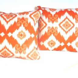 Oirange & White Outdoor Ikat Pillow Covers, Richloom Solarium Collection - thumbnail 3