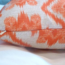 Oirange & White Outdoor Ikat Pillow Covers, Richloom Solarium Collection - thumbnail 4
