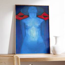 Abstract Human Evolution Art Print, Mondrian Canvas, Blue Poster, Contemporary Gallery Wall Art, Mid-Century Modern Home Decor, Minimalist - thumbnail 3