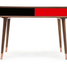 Mid-Century Modern Walnut Writing Desk Retro Colorful Drawers - thumbnail 3
