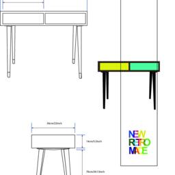 Mid-Century Modern Walnut Writing Desk Retro Colorful Drawers - thumbnail 4